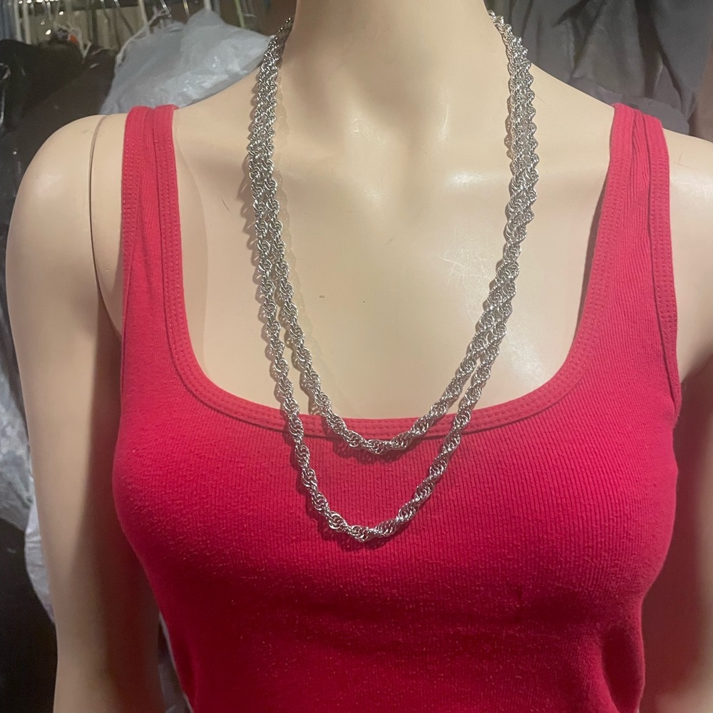 Elegant Silver Rope Chain Necklace
